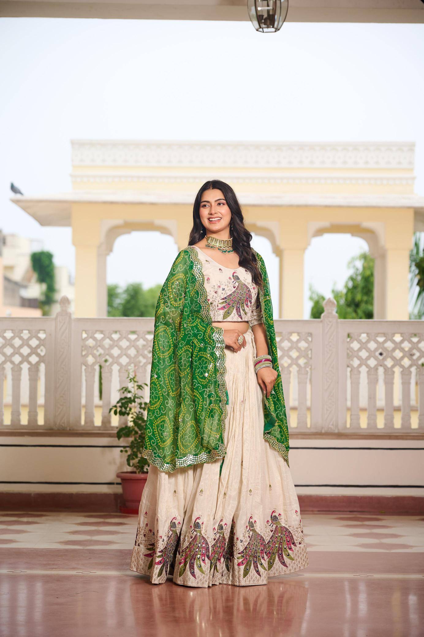New Launching Festival Ram 102 Tissue silk Green Latest lehenga choli suppliers in Karnataka
